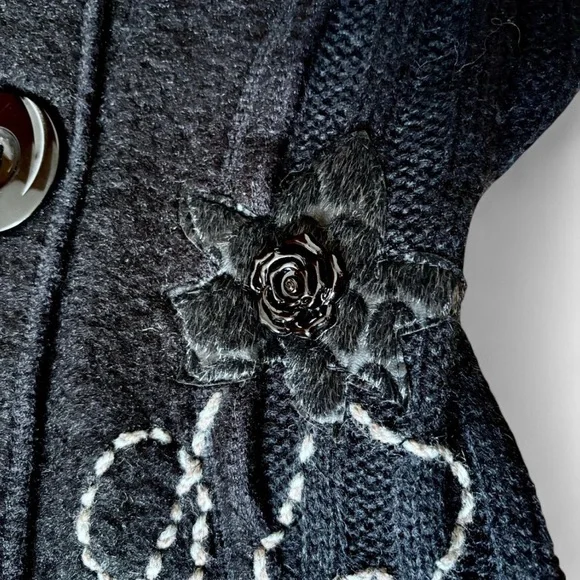 Roz & Ali Women's Cardigan Sweater Dress Small Y2K Fairy Grunge Whimsigoth Black - Picture 3 of 11